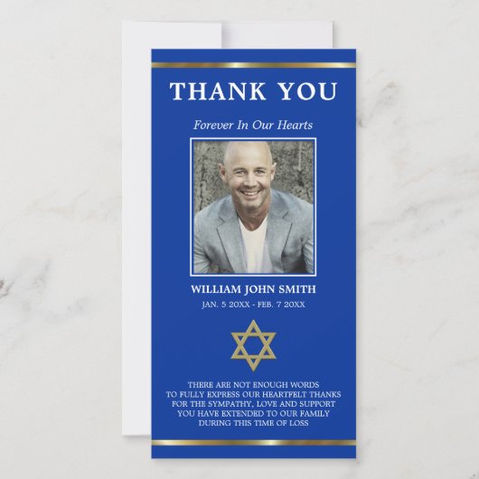 Sympathie Joodse ster van David DANK U | Foto Bedankkaart (Voorkant)