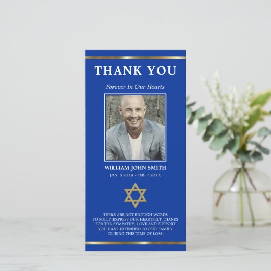 Sympathie Joodse ster van David DANK U | Foto Bedankkaart (Staand voorkant)