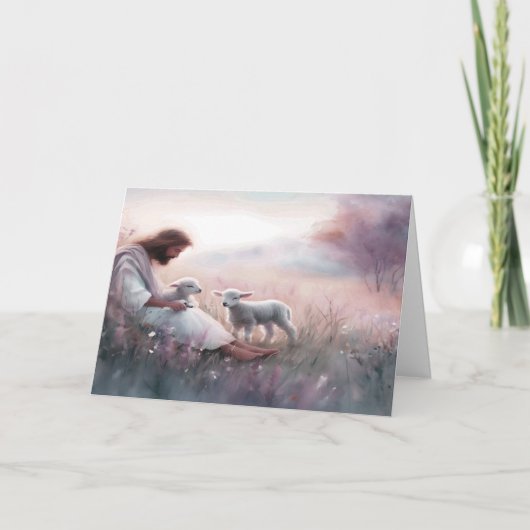Sympathie kaart Heer Jezus en lammeren (Voorkant)