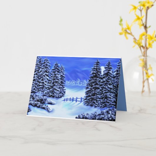 Sympathie kaart in blauwe bergscène blauw binnen (Gele Bloem)