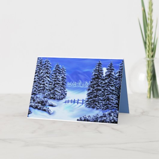 Sympathie kaart in blauwe bergscène blauw binnen (Voorkant)