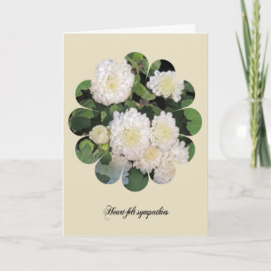 Sympathie kaart met witte chrysant bloemen.