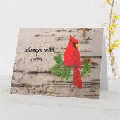 Sympathie kaart, rode kardinaal, doordachte kaart, kaart (Gele Bloem)
