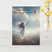 Sympathie klein meisje met rode ballon kaart (Gele Bloem)