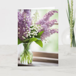 Sympathie Lily van The Valley en Lila boeket Kaart