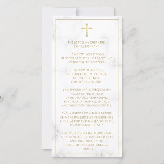 Sympathie Marble Gold Script Cross Photo Prayer (Achterkant)