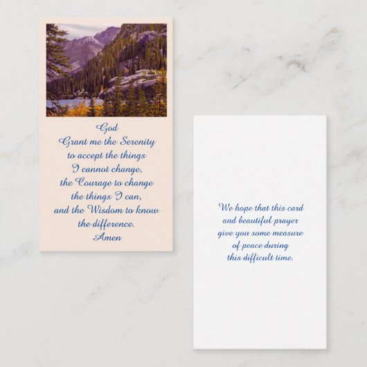 Sympathie Memorial Afbeelding Herdenking Kaart Visitekaartje (Voorkant / Achterkant)