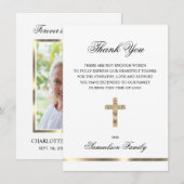 Sympathie Memorial Cross Gold FOTO Dank u Bedankkaart (Voorkant / Achterkant)