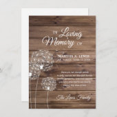 Sympathie Memorial Dandelion Pappi Rustic DANK U Bedankkaart (Voorkant / Achterkant)