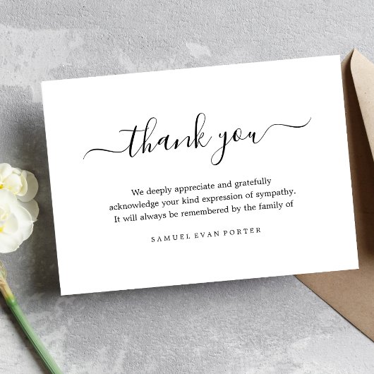 Sympathie Memorial Dank u Bereavement Bedankkaart
