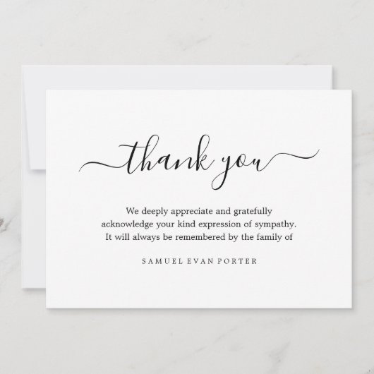 Sympathie Memorial Dank u Bereavement Bedankkaart (Voorkant)