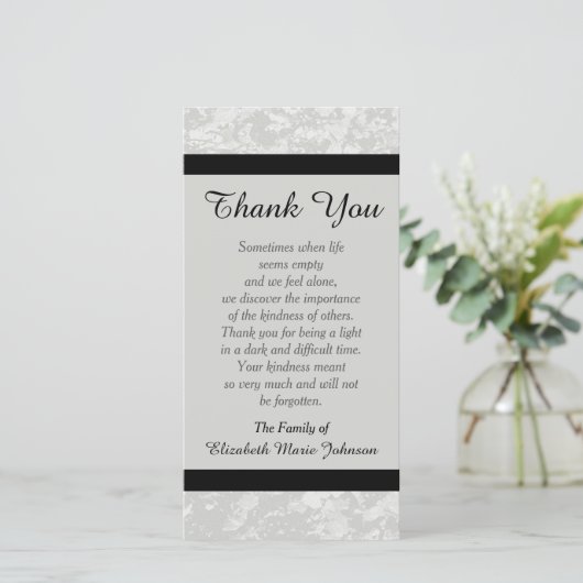 Sympathie Memorial Dank u Fotokaart - Classic Bedankkaart (Staand voorkant)