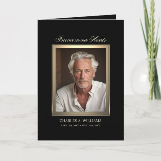 Sympathie Memorial Elegant Gold FOTO Dank u Kaart (Voorkant)