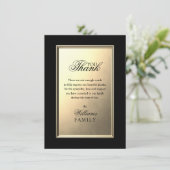 Sympathie Memorial Elegant Gold FOTO Dank u Kaart (Staand voorkant)