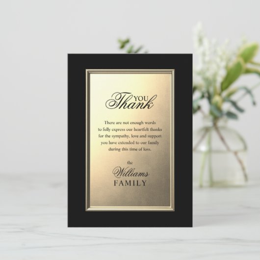 Sympathie Memorial Elegant Gold FOTO Dank u Kaart (Staand voorkant)