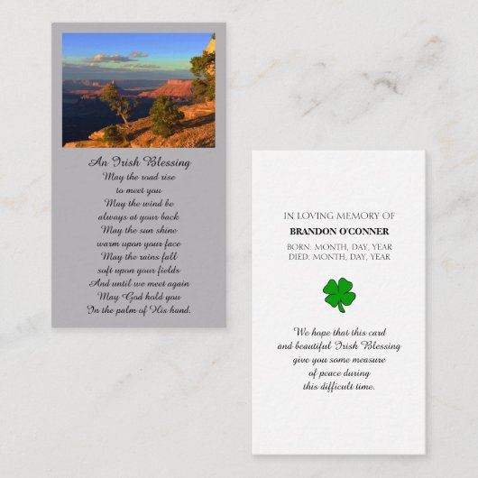 Sympathie Memorial Foto Prayer Kaart Visitekaartje (Voorkant / Achterkant)