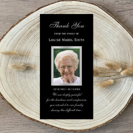 Sympathie Memorial Fotokaart Zwart en Zilver Aankondiging