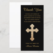 Sympathie Memorial Hartelijk dank voor gouden reli Bedankkaart (Voorkant / Achterkant)