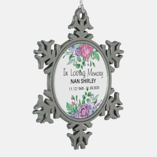 Sympathie Memorial in liefhebbend geheugen [pas aa Tin Sneeuwvlok Ornament (Links)