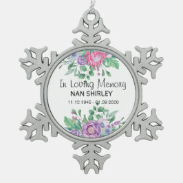 Sympathie Memorial in liefhebbend geheugen [pas aa Tin Sneeuwvlok Ornament