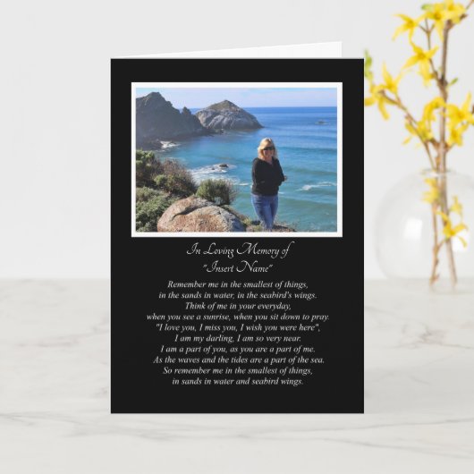 Sympathie Memorial met Afbeelding Spirituele gedic Kaart (Gele Bloem)