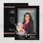 Sympathie Memorial Pink Floral PHOTO Dank u wel Bedankkaart (Voorkant / Achterkant)