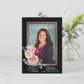 Sympathie Memorial Pink Floral PHOTO Dank u wel Bedankkaart (Staand voorkant)