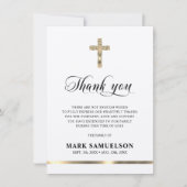 Sympathie Memorial Religorial Cross Ecru Gold Dank Bedankkaart (Voorkant)