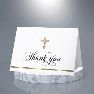 Sympathie Memorial Religorial Cross White Gold Bedankkaart