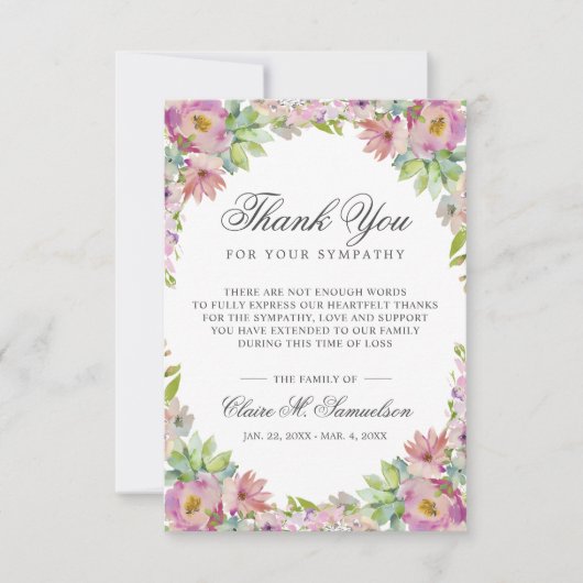 Sympathie Memorial Service Succulent Floral Funera Bedankkaart (Voorkant)