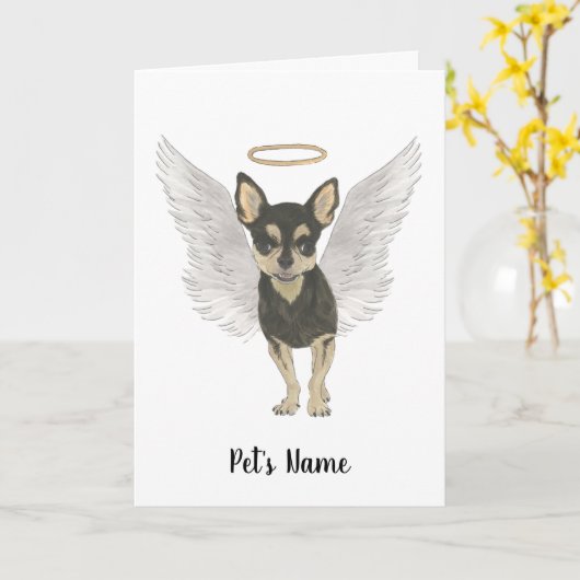 Sympathie Memorial voor zwarte en Tan Chihuahua Kaart (Gele Bloem)