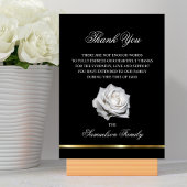 Sympathie Memorial White Rose Black Gold FOTO Bedankkaart