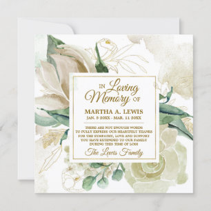 Sympathie Memory Creme Floral DANK U Bedankkaart