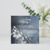 Sympathie Memory Flower Blue Floral DANK U Bedankkaart (Staand voorkant)