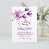Sympathie Memory Flower Paars Magnolia DANK U Bedankkaart (Staand voorkant)
