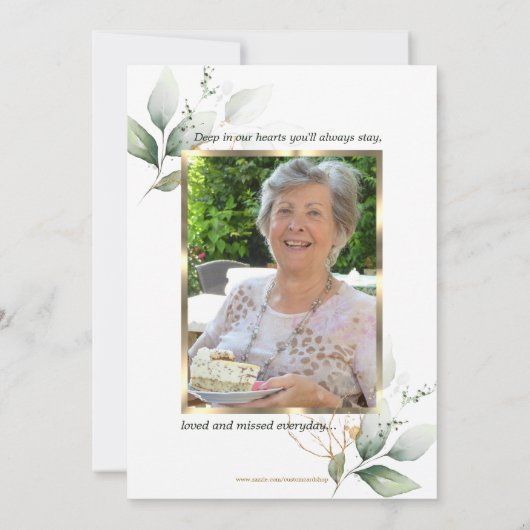 Sympathie Memory Greenery Gold DANK U | FOTO Bedankkaart (Achterkant)