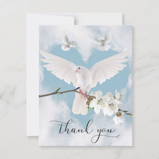 Sympathie Memory White Dove Heaven in Memory PHOTO Bedankkaart (Voorkant)