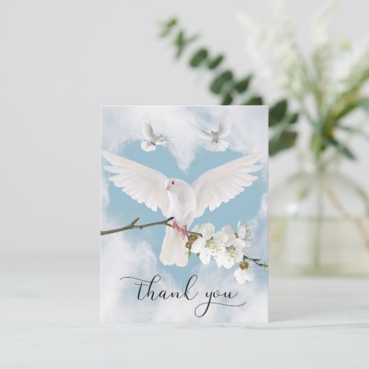 Sympathie Memory White Dove Heaven in Memory PHOTO Bedankkaart (Staand voorkant)