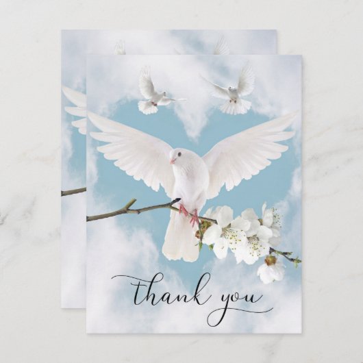 Sympathie Memory White Dove Heaven in Memory PHOTO Bedankkaart (Voorkant / Achterkant)