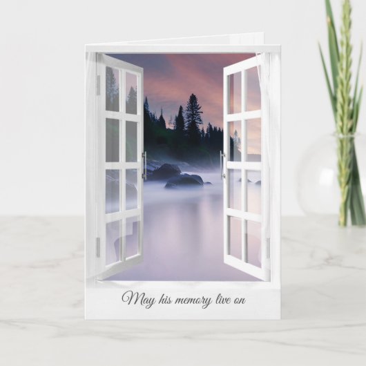 Sympathie Misty Ocean Rocks In Window Kaart (Voorkant)