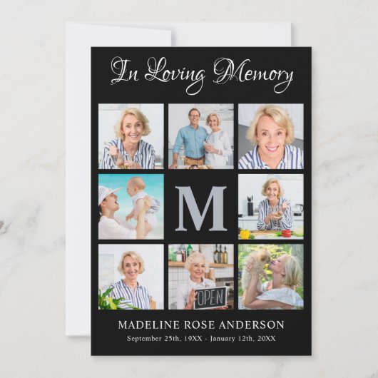 Sympathie Modern Memorial 8 Foto Collage Funeral Bedankkaart (Voorkant)