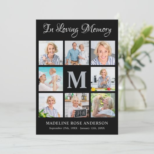 Sympathie Modern Memorial 8 Foto Collage Funeral Bedankkaart (Staand voorkant)