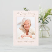 Sympathie Modern script foto Blush Pink Funeral Bedankkaart (Staand voorkant)