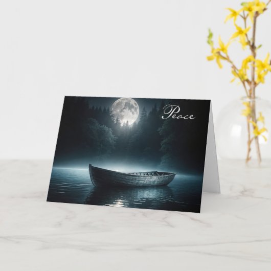 Sympathie oude boot op het maanverlichte meer kaart (Gele Bloem)