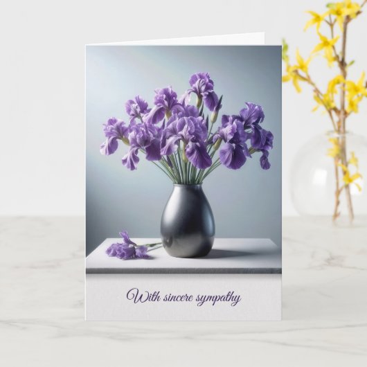 Sympathie Paarse Iris Bouquet Kaart (Gele Bloem)