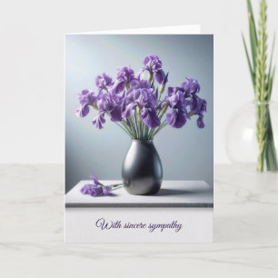 Sympathie Paarse Iris Bouquet Kaart