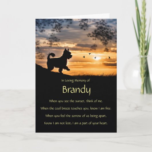 Sympathie Pet Yorkshire Terrier Aangepaste naam Kaart (Voorkant)