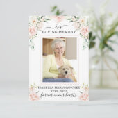Sympathie Pink Floral Funeral Foto Bedankkaart (Staand voorkant)