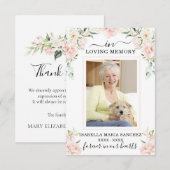 Sympathie Pink Floral Funeral Foto Bedankkaart (Voorkant / Achterkant)