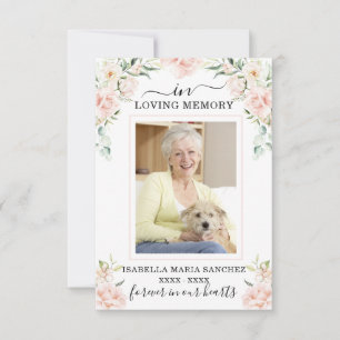 Sympathie Pink Floral Funeral Foto Bedankkaart
